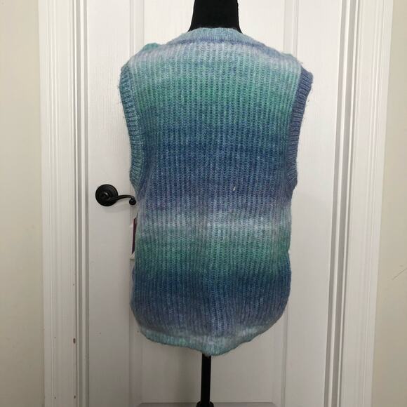 Riley & Rae Women's Tie-Dye V-Neck‎ Sweater Vest Knit Blue Size XL NWT - Picture 6 of 8